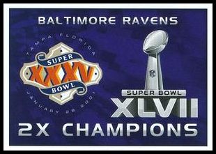 70 Baltimore Ravens Two-Time Super Bowl Champions